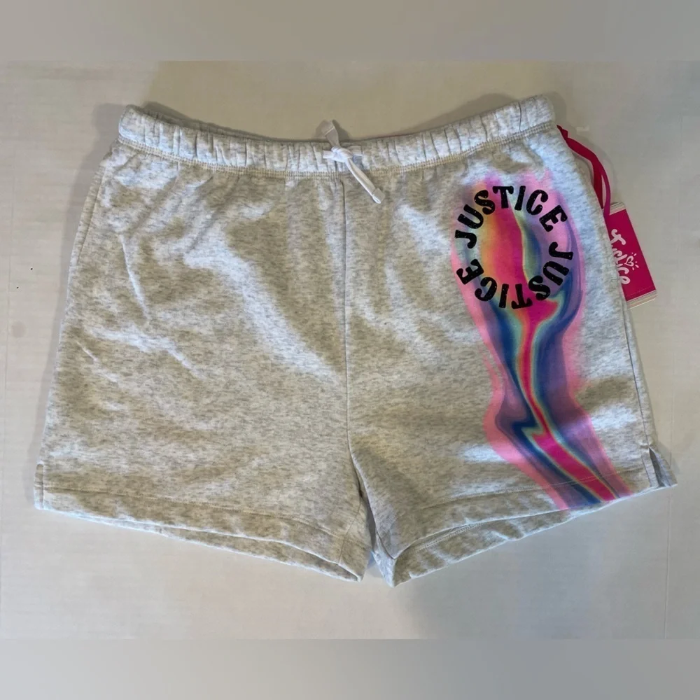 Justice Gray Multicolor Graphic Shorts Size XL Plus (16P-18P) NWT
